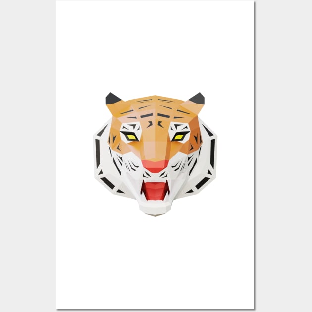 Low poly Tiger Head in full face (art2) Wall Art by 3DVictory